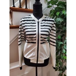 Lustro Women's White Polyester Long Sleeve Full Zip Front Casual Jacket Size S